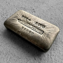 5 oz Engelhard .999 Silver Poured bar - 5 digit Nice Pour lines