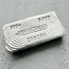 Load image into Gallery viewer, 5 oz Engelhard .999 Silver Poured bar - Incredible pour lines
