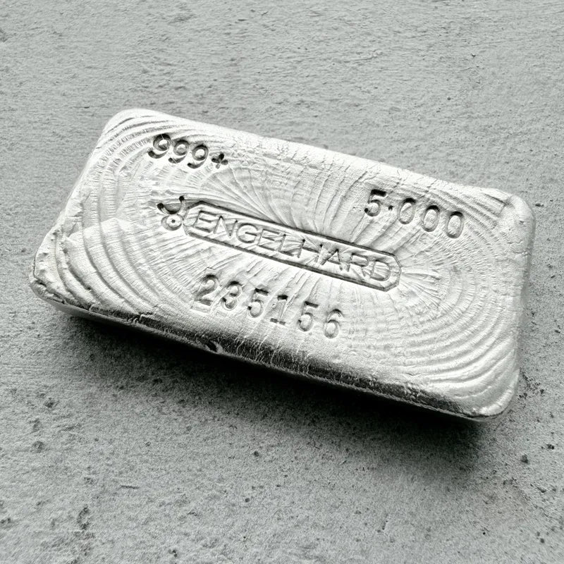 5 oz Engelhard .999 Silver Poured bar - Incredible pour lines