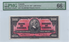 1937 $1000 Bank of Canada Charlton # BC-28 - PMG GEM UNC 66EPQ