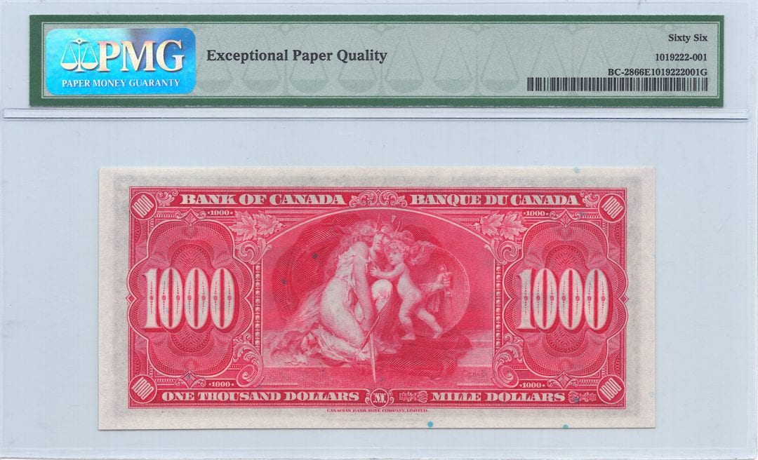1937 $1000 Bank of Canada Charlton # BC-28 - PMG GEM UNC 66EPQ