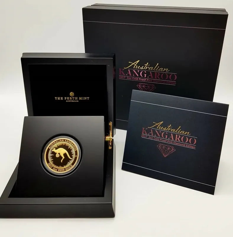 Australia 2017 500$ Kangaroo ARGYLE PINK DIAMOND 2 oz Gold Coin - 300 Mintage!