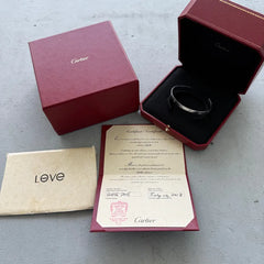 Authentic Cartier 18k White  Gold  Love Bangle Cuff Size 18 - Box and papers