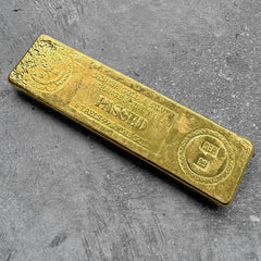 China Biscuit Gold Poured 5 Tael 187.5 Gram .999+ Pure Bar - Po Sang Hong Kong