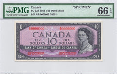1954 $5 Bank of Canada SPECIMEN BC-39S - UNC-66 EPQ