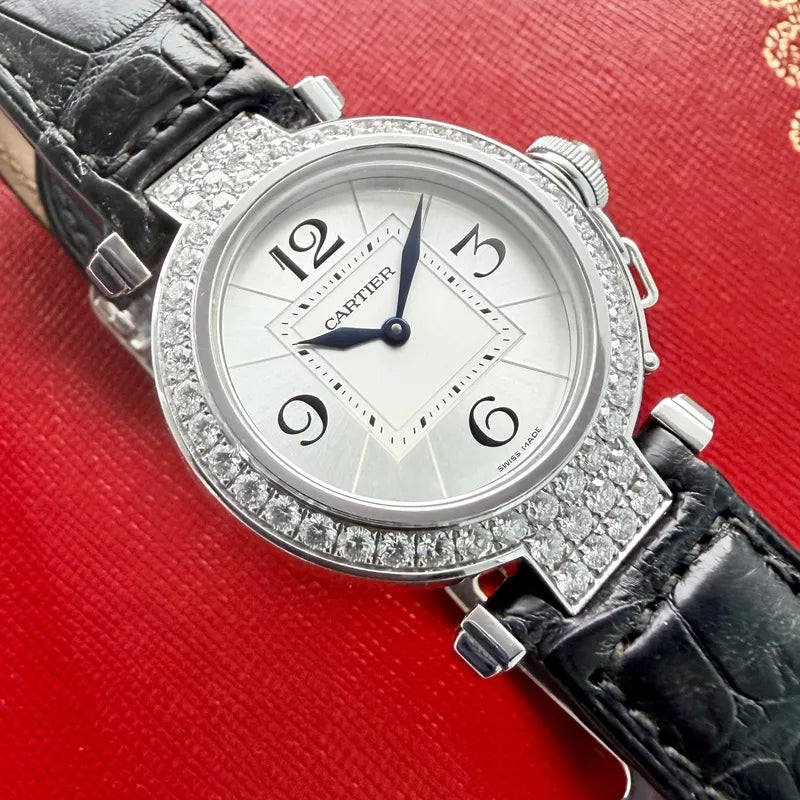 Cartier Pasha 18k White gold 2813 - Factory Diamond set