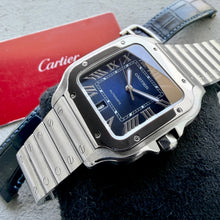 Load image into Gallery viewer, Cartier Santos 4072 WSSA 0030 Blue Dial - Box Papers + Extra Strap
