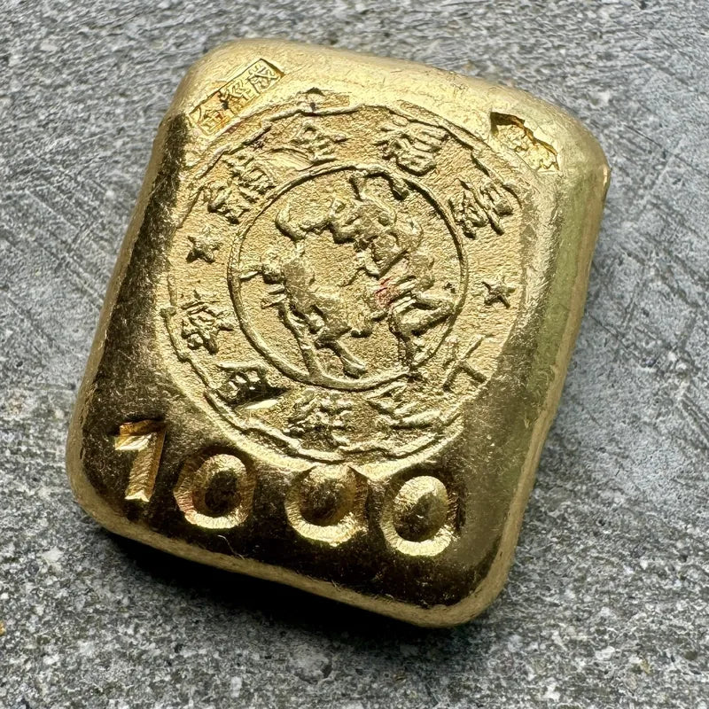 China Gold Poured 1 Tael 37.5 Gram .999+ Pure Bar - King Fook Hong Kong