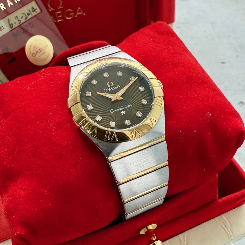 27mm Omega Constellation Chocolate Diamond Dial 12320276063001  Box + papers