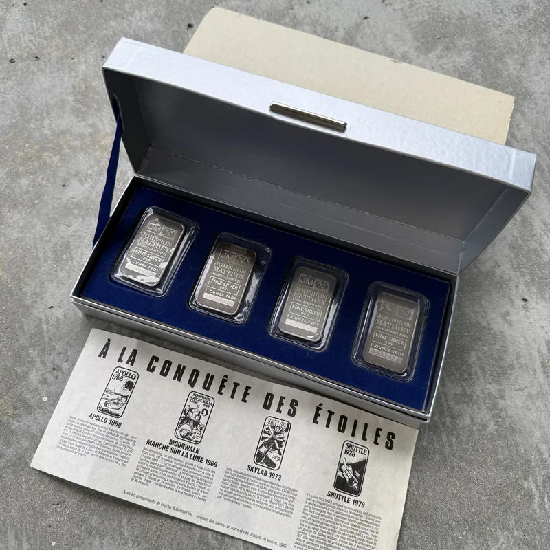 Complete 4 bar set of Johnson Matthey silver bars