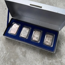 Load image into Gallery viewer, Complete 4 bar set of Johnson Matthey silver bars
