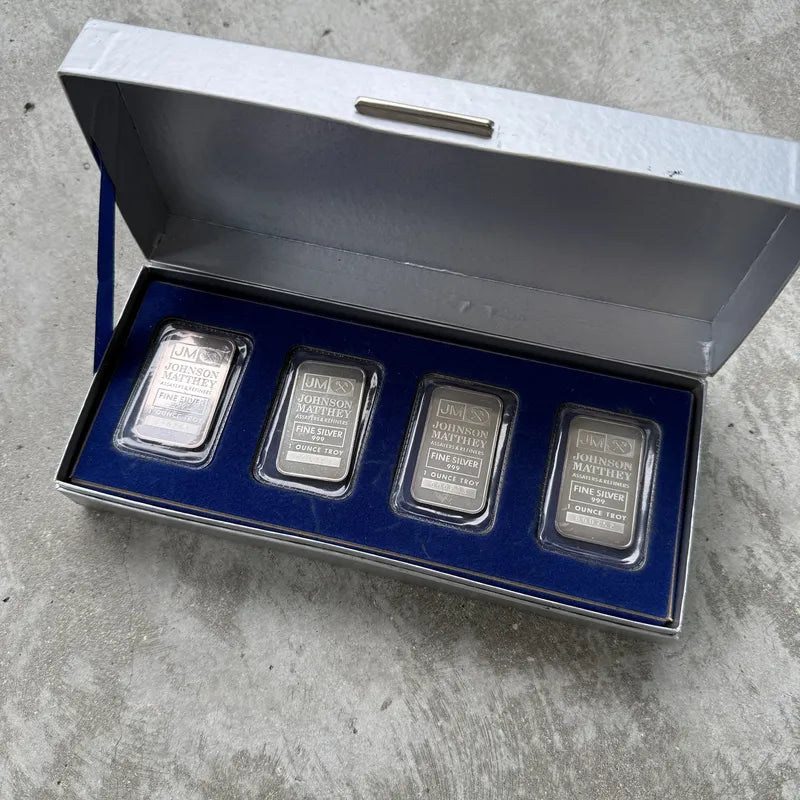 Complete 4 bar set of Johnson Matthey silver bars