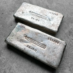 Consecutive Pair Engelhard Kilo poured silver bar 32.15oz