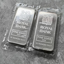 Load image into Gallery viewer, Consecutive Pair -Johnson Matthey 10 oz .999 Silver bar RBC Royal Bank of Canada

