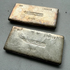 Consecutive Pair Vintage 20 oz .999 Silver Engelhard Poured bar