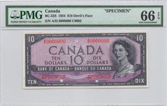 1954 $10 Bank of Canada SPECIMEN BC-32S PMG GEM UNC 66 EPQ