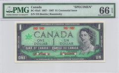 1867 - 1967 $1 Bank of Canada SPECIMEN BC-45aS - PMG GEM UNC 66 EPQ