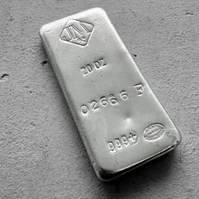 Load image into Gallery viewer, ERROR Vintage 20 oz .999 Silver Johnson Matthey Poured bar - F Serial Horizontal

