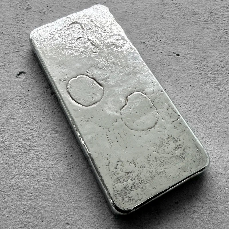 ERROR Vintage 20 oz .999 Silver Johnson Matthey Poured bar - F Serial Horizontal