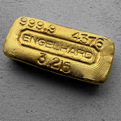 Engelhard 3.215 oz Gold Poured Bar .9999 - Stunning pour lines 4 Digit Serial