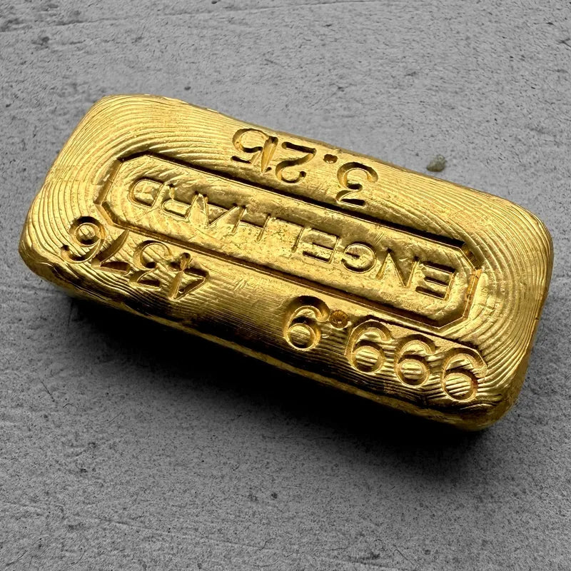 Engelhard 3.215 oz Gold Poured Bar .9999 - Stunning pour lines 4 Digit Serial