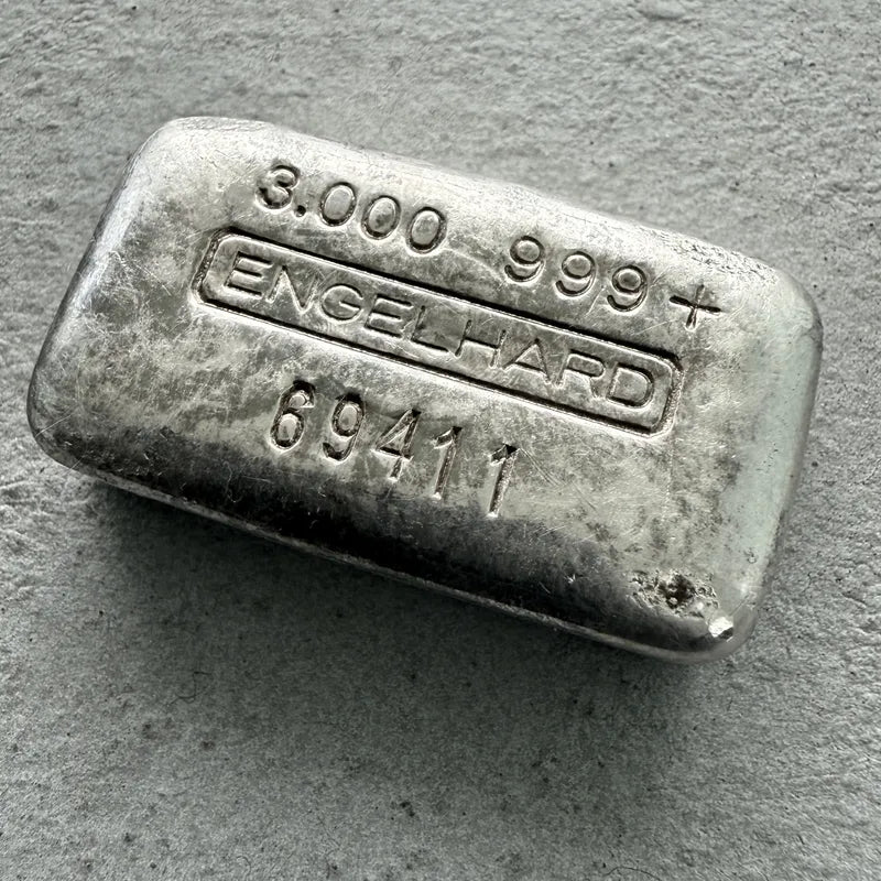 Engelhard 3 oz poured silver bar