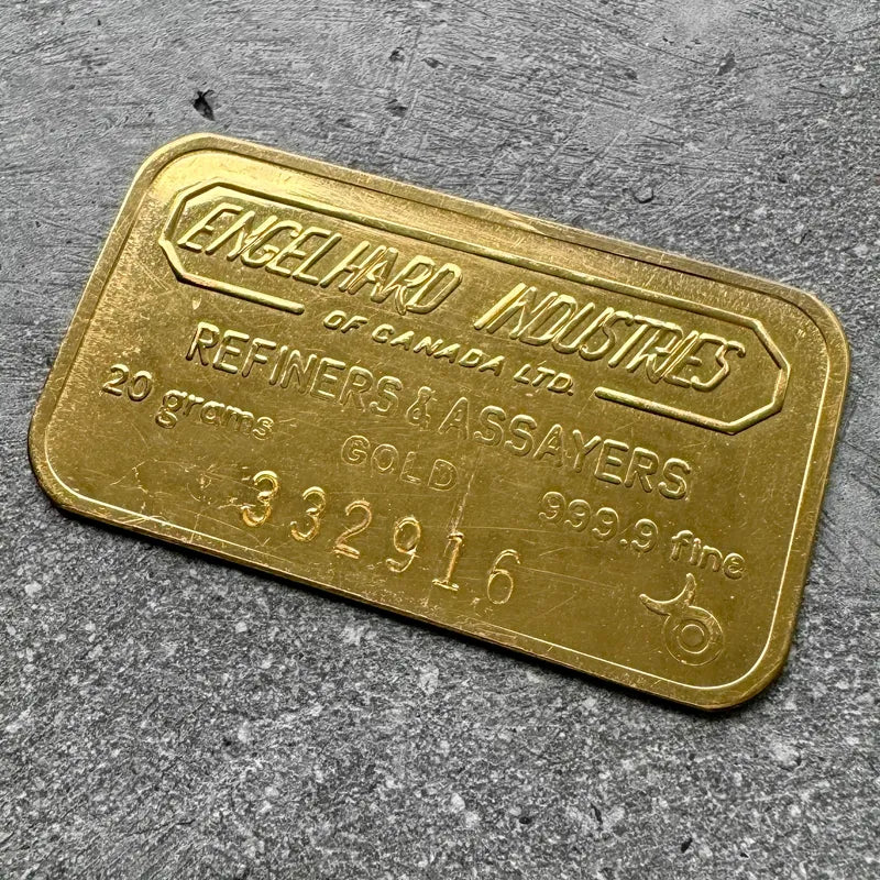 Engelhard Industries of Canada 20 Gram Gold Bar Struck .9999+