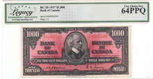 Load image into Gallery viewer, 1937 Bank of Canada $1000 LCGS 64 PPQ
