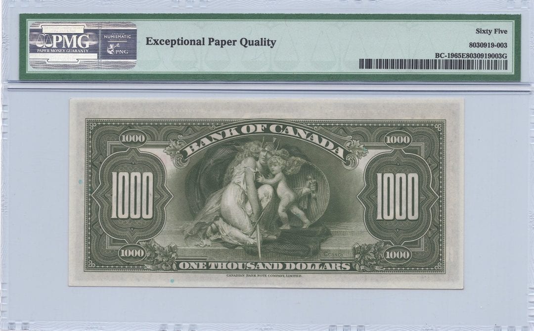 1935 $ 1000 Bank of Canada BC-19 English PMG GEM UNC - 65 EPQ
