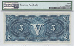 1912 $ 5 Dominion of Canada DC-21c No Seal PMG Gem UNC - 66 EPQ