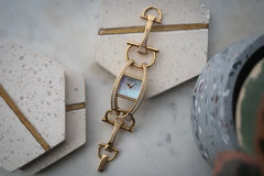Gucci Chiodo Mother of Peal with factory diamond bezel - 18k Sold Gold 94 grams