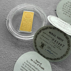 Hang Sang Bank 18.7145 .999 Gold Bar Royal Mint - Original Case + COA