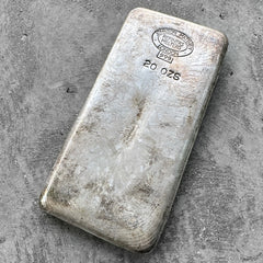Vintage Johnson Matthey London 20oz poured silver bar