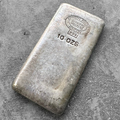 Vintage Johnson Matthey London 10oz poured silver bar