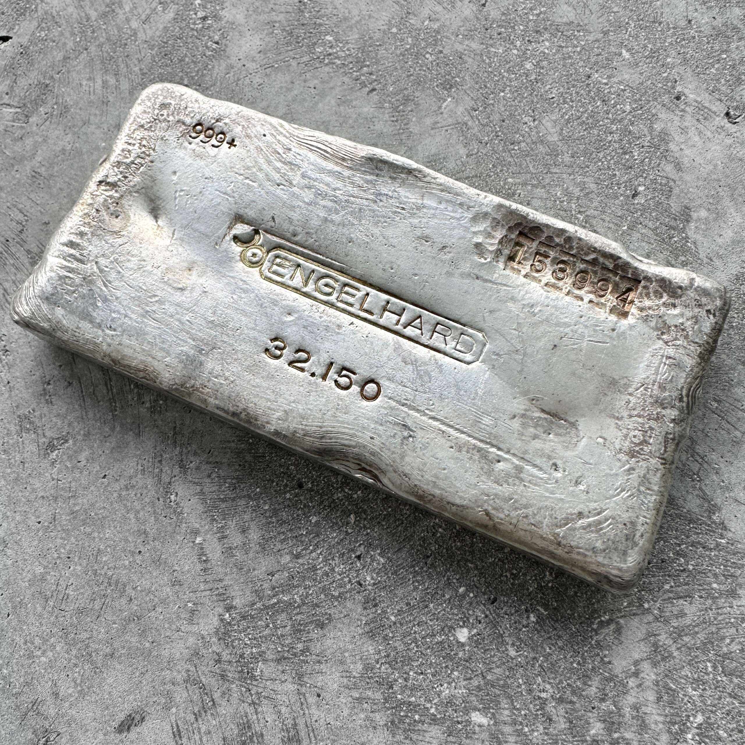 Vintage Engelhard Kilo poured silver bar 32.15oz