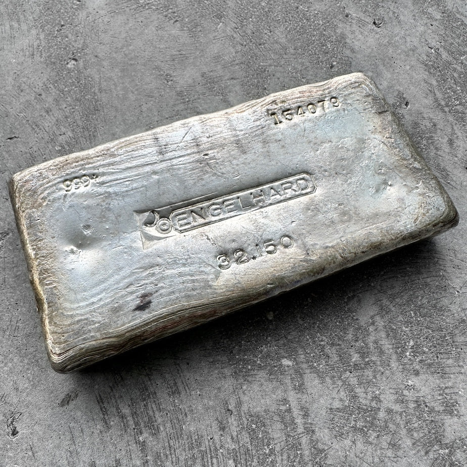 Vintage Engelhard Kilo poured silver bar 32.15oz