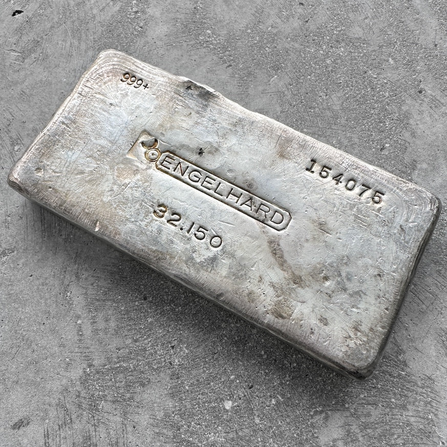 Vintage Engelhard Kilo poured silver bar 32.15oz