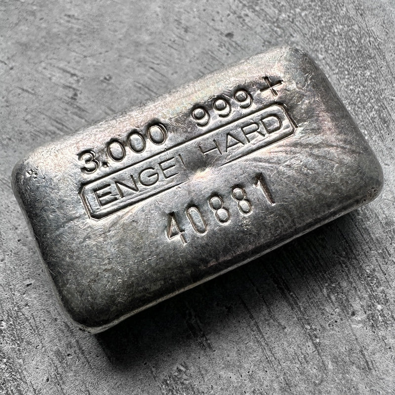 Vintage Engelhard 4oz Poured Silver Bar