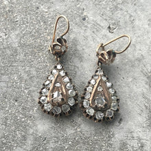 Load image into Gallery viewer, Mid 1800s Earrings set in 9k gold along with Rose cut diamonds
