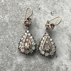 Mid 1800s Earrings set in 9k gold along with Rose cut diamonds
