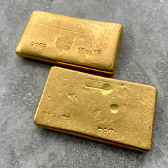 Pair of Vintage JMC 10oz Pure Gold Bars