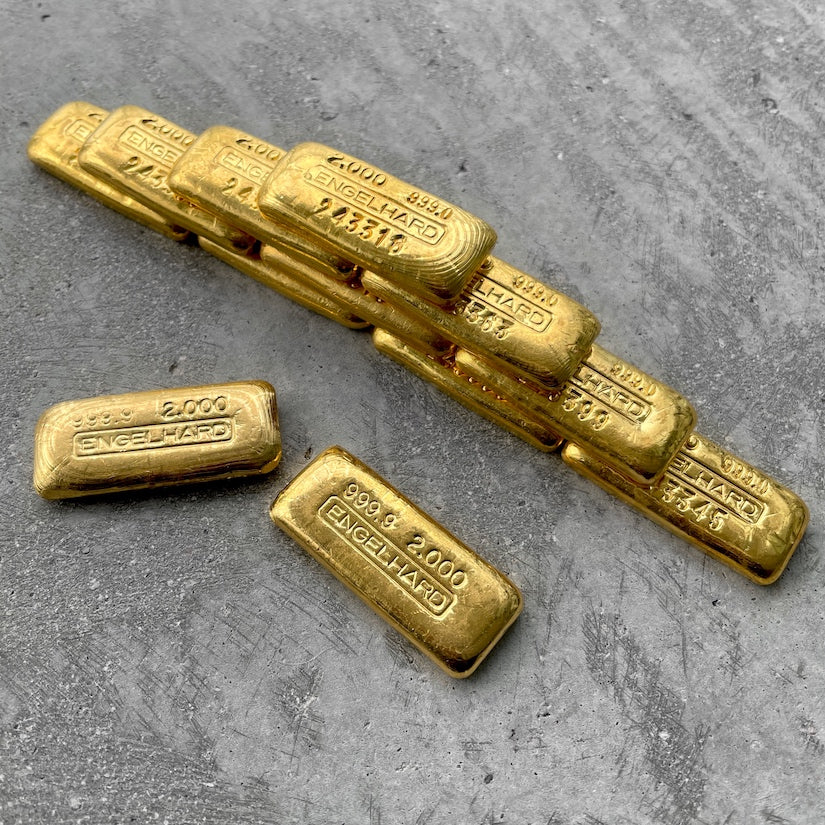Engelhard 2 oz Gold Poured Bar .9999 2oz