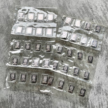 Load image into Gallery viewer, Sheet of 20 x 1 Gram Sealed Johnson Matthey silver bars Logo back
