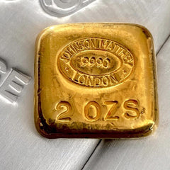Vintage Johnson Matthey London 2oz Poured Gold Bar