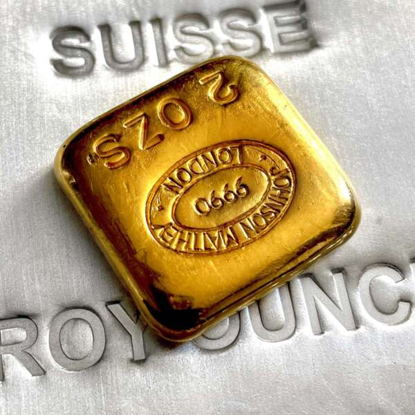 Vintage Johnson Matthey London 2oz Poured Gold Bar