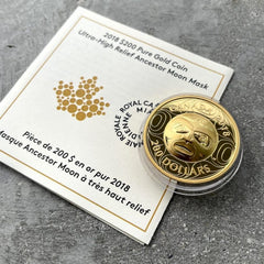 2018 Canada 1 oz .9999 Fine Gold Coin - High Relief Moon Mask