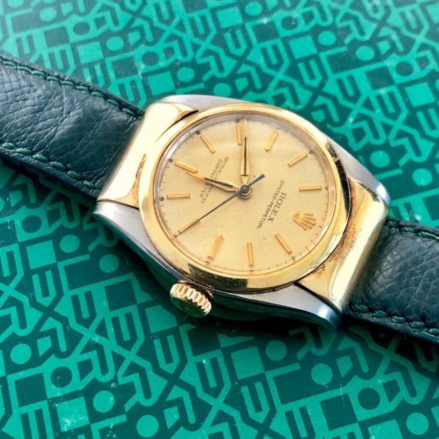 1954 Rolex Bubble Back 6050 Hooded Lugs 18k - Rare in Two Tone