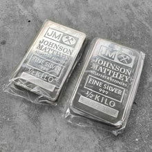Load image into Gallery viewer, Vintage Johnson Matthey 1/2 Kilo .999 Silver Bar - Sealed

