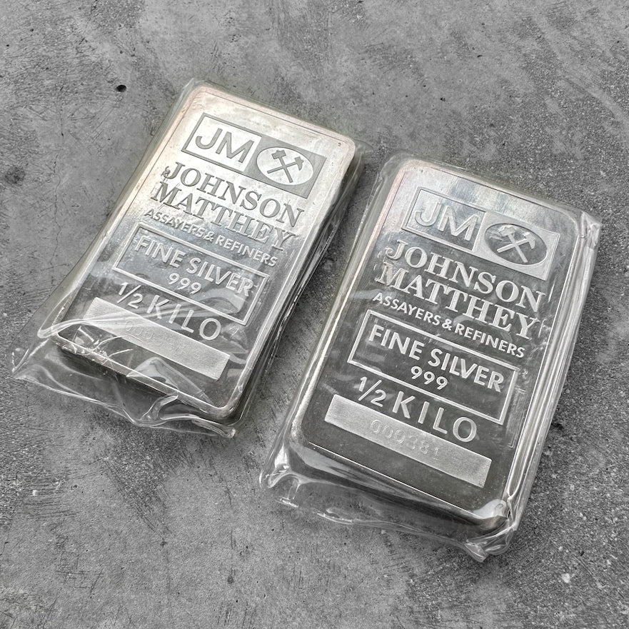 Vintage Johnson Matthey 1/2 Kilo .999 Silver Bar - Sealed