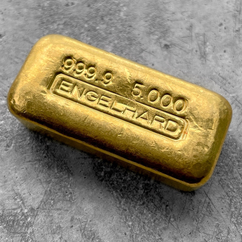 Engelhard 5oz Gold .9999 Fine Poured Bar